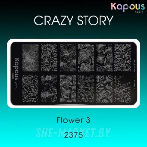 Пластина для стемпинга Crazy story, Flower 3
