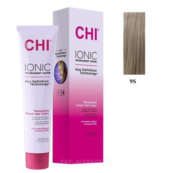 Безаммиачная крем-краска для волос Ionic Permanent Shine Hair Color 9S, 85гр