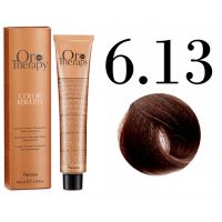 Безаммиачная крем-краска для волос ORO Therapy Color Keratin 6.13, темно-русый пепельно- золотистый 100мл