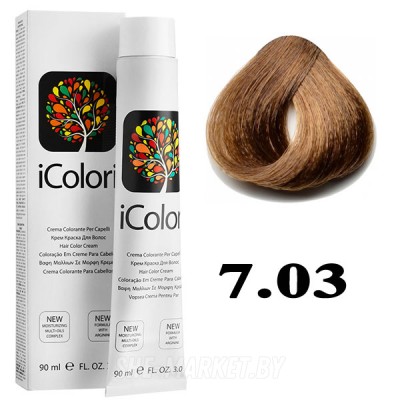 Крем-краска для волос iColori ТОН - 7.03 теплый натуральный блондин, 90мл