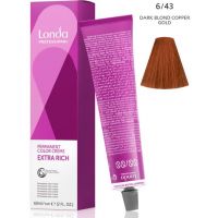 Стойкая крем-краска LondaColor 6/43 темный блонд медно-золотистый 60мл Стойкая крем-краска LondaColor 6/43 темный блонд медно-золотистый 60мл