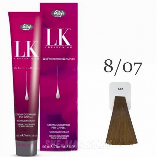 Краска для волос LK OPC Oil Protection Complex 8/07 светлый блондин натуральный бежевый, 100мл