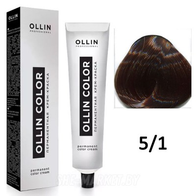 Крем-краска для волос Ollin Color 5/1 светлый шатен пепельный, 60мл