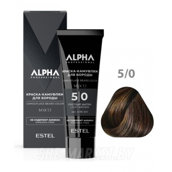 Краска-камуфляж для бороды ALPHA HOMME 5/0, светлый шатен, 40 мл