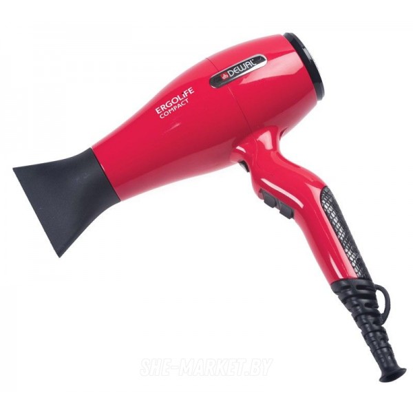Фен ErgoLife Compact красный, 2 насадки