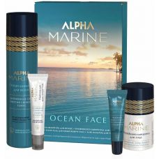 Набор Ocean Face ALPHA MARINE: Шампунь 250мл + Сыворотка для лица 50мл + Гель для век 15мл + Бальзам для губ 10мл