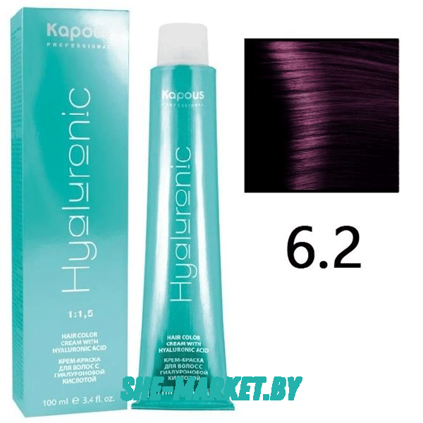 Крем-краска для волос Hyaluronic acid  6.2 Темный блондин фиолетовый, 100 мл