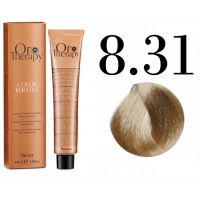 Безаммиачная крем-краска для волос ORO Therapy Color Keratin 8.31, светло-русый золотисто-пепельный 100мл