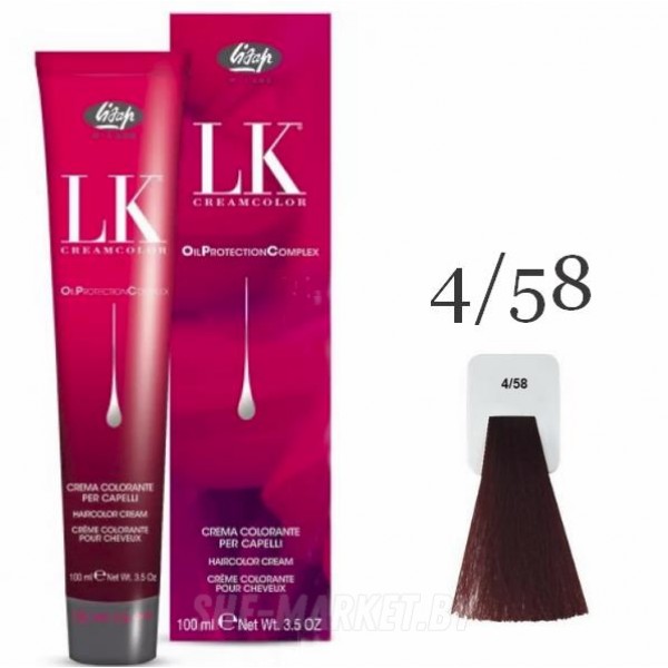 Краска для волос LK OPC Oil Protection Complex 4/58 каштановый красно-фиолетовый, 100мл