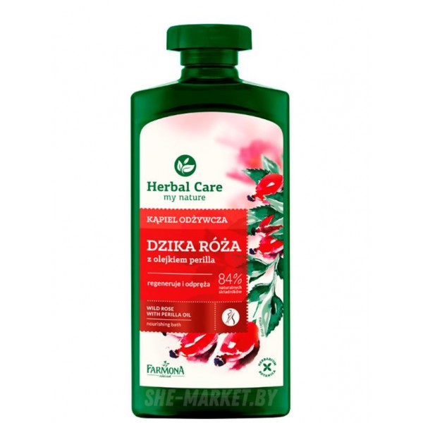 Питательный гель для ванны и душа Шиповник и масло периллы Herbal Care, 500мл
