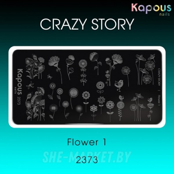 Пластина для стемпинга Crazy story, Flower 1