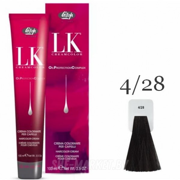 Краска для волос LK OPC Oil Protection Complex 4/28 каштановый жемчужно-пепельный, 100мл