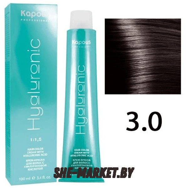 Крем-краска для волос Hyaluronic acid  3.0 Темно-коричневый, 100 мл