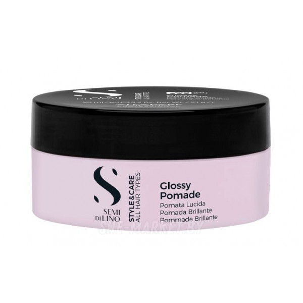 Помада для волос придающая блеск сильной фиксации Glossy Pomad Semi Di Lino Style & Care, 90мл