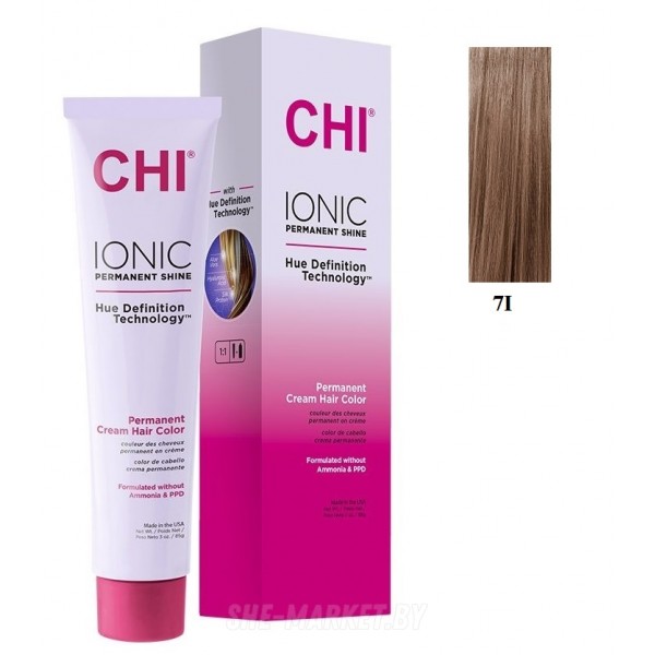 Безаммиачная крем-краска для волос Ionic Permanent Shine Hair Color 7I, 85гр