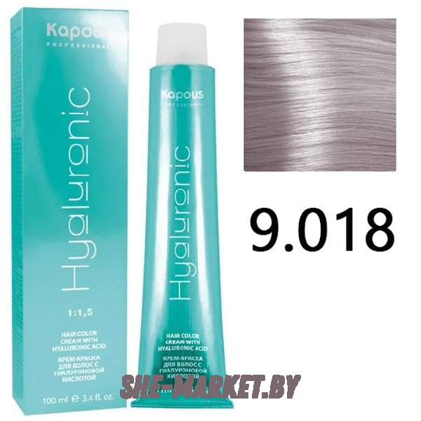 Крем-краска для волос Hyaluronic acid  9.018 Очень светлый блондин прозрачный лакричный, 100 мл