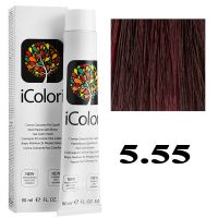 Крем-краска для волос iColori ТОН - 5.55 светло-коричневый с интенсивным оттенком красного дерева, 90мл