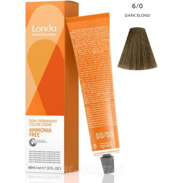 Интенсивное тонирование волос Londacolor 6/0 Темный блонд (натуральный) 60мл