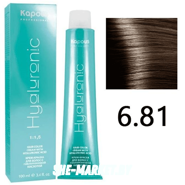 Крем-краска для волос Hyaluronic acid  6.81 Темный блондин капучино пепельный, 100 мл