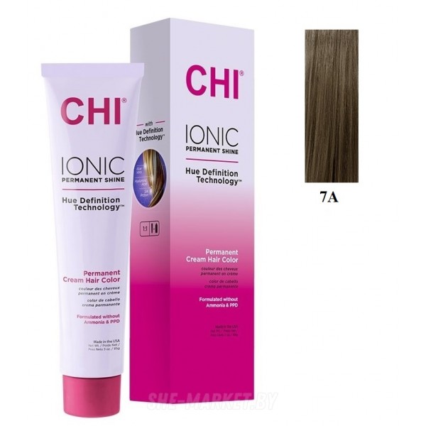 Безаммиачная крем-краска для волос Ionic Permanent Shine Hair Color 7A, 85гр