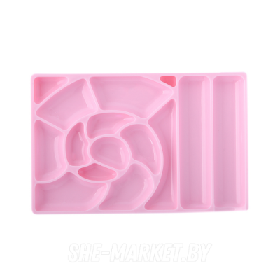 Палитра для разведения цветных гелей, красок с ячейками широкая - розовая