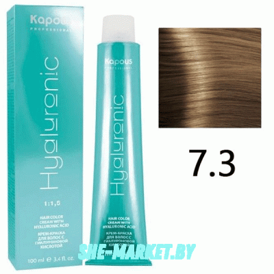 Крем-краска для волос Hyaluronic acid  7.3 Блондин золотистый, 100 мл