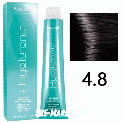Крем-краска для волос Hyaluronic acid  4.8 Коричневый какао, 100 мл
