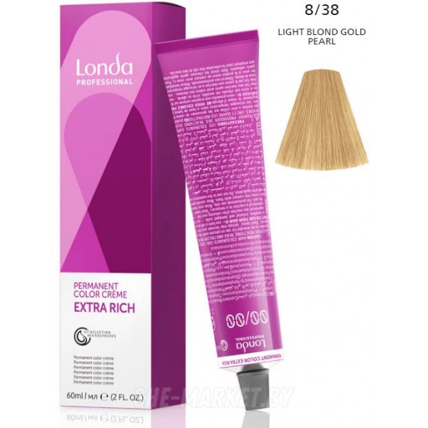 Стойкая крем-краска LondaColor 8/38 светлый блонд золотисто-жемчужный 60мл