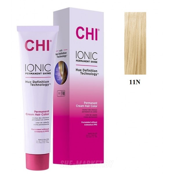 Безаммиачная крем-краска для волос Ionic Permanent Shine Hair Color 11N, 85гр