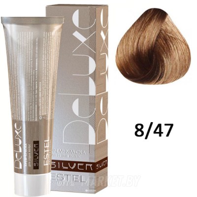 Крем-краска для седых волос SILVER DE LUXE 8/47 светло-русый медно-коричневый 60мл
