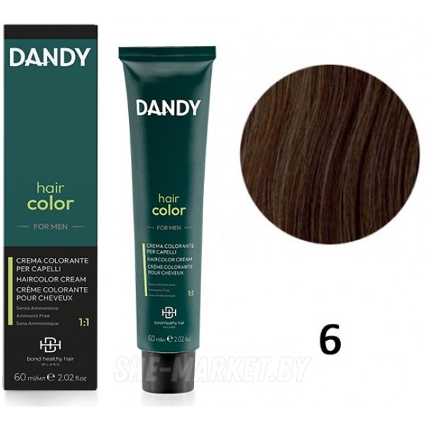 Мужской безаммиачный краситель для волос BHH DANDY 6 Тёмный-блондин, 60мл