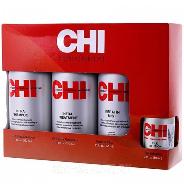 Набор INFRA Home Support Kit набор: Shampoo 355мл + Conditioner 355мл + Keratin Mist 355мл + Silk Infusion 59мл