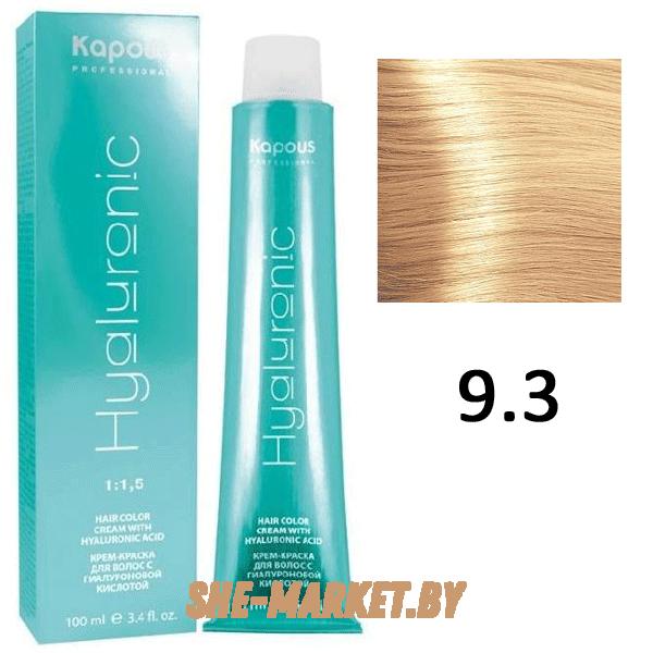 Крем-краска для волос Hyaluronic acid  9.3 Очень светлый блондин золотистый, 100 мл