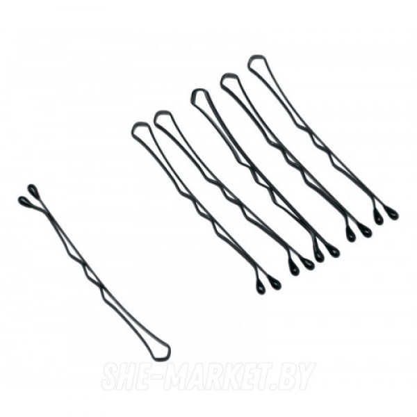 Невидимки черные, волна 50 мм, 60 шт/уп, на блистере