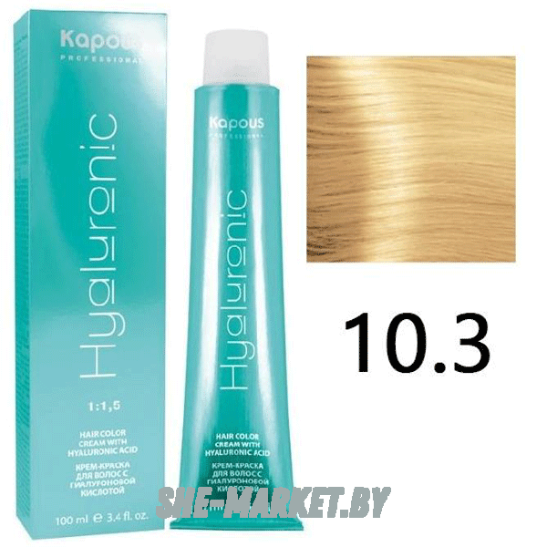 Крем-краска для волос Hyaluronic acid  10.3 Платиновый блондин золотистый, 100 мл