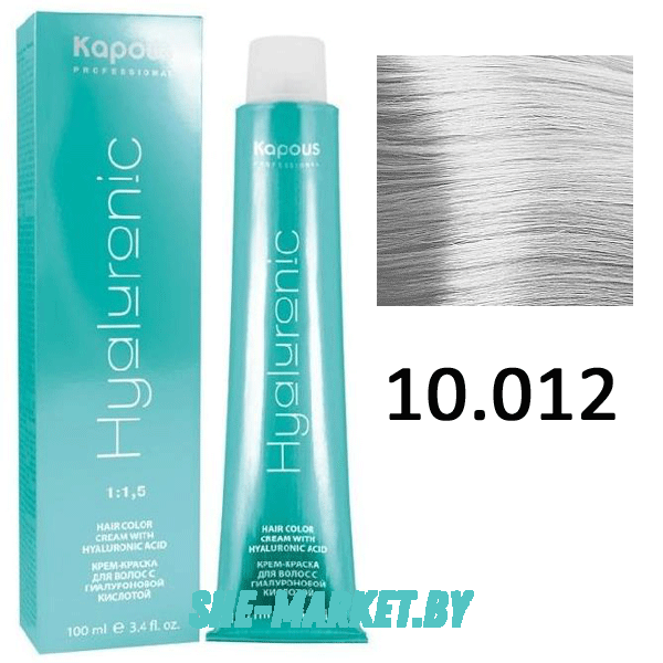Крем-краска для волос Hyaluronic acid  10.012 Платиновый блондин прозрачный табачный, 100 мл