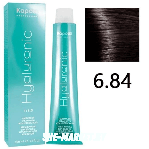 Крем-краска для волос Hyaluronic acid  6.84 Темный блондин брауни, 100 мл
