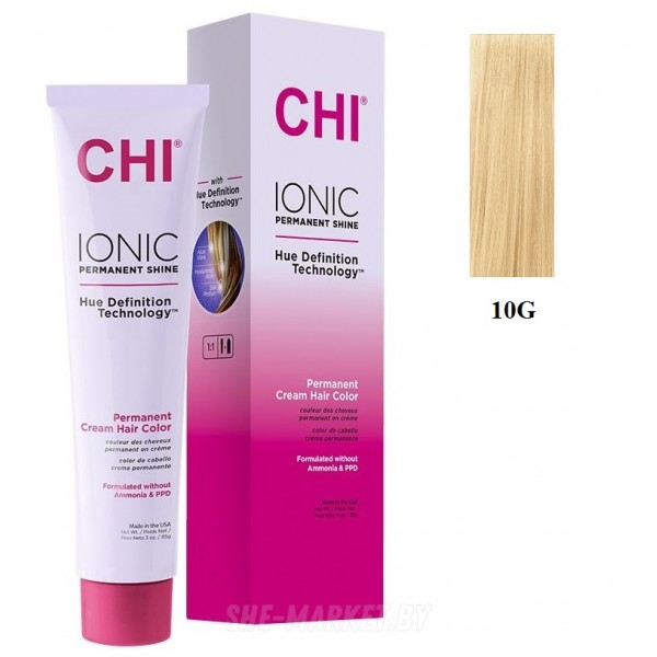 Безаммиачная крем-краска для волос Ionic Permanent Shine Hair Color 10G, 85гр