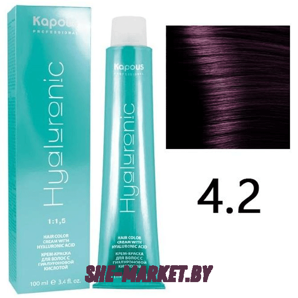 Крем-краска для волос Hyaluronic acid  4.2 Коричневый фиолетовый, 100 мл