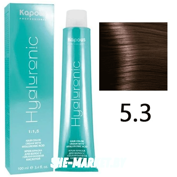 Крем-краска для волос Hyaluronic acid  5.3 Светлый коричневый золотистый, 100 мл