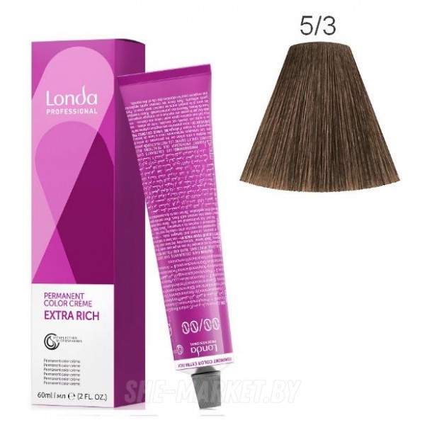 Стойкая крем-краска LondaColor 5/3 светлый шатен золотистый 60мл