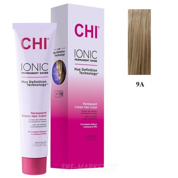 Безаммиачная крем-краска для волос Ionic Permanent Shine Hair Color 9A, 85гр