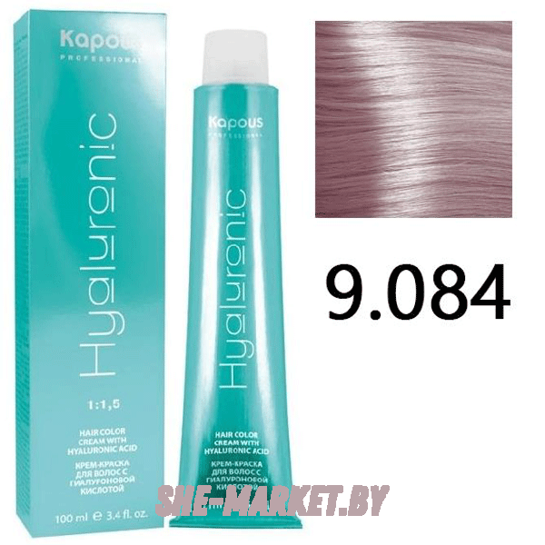 Крем-краска для волос Hyaluronic acid  9.084 Очень светлый блондин прозрачный брауни, 100 мл