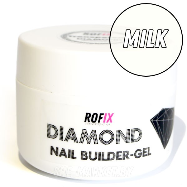 Гель молочный средней-жидкой вязкости Rofix Diamond Milk White Gel, 50гр