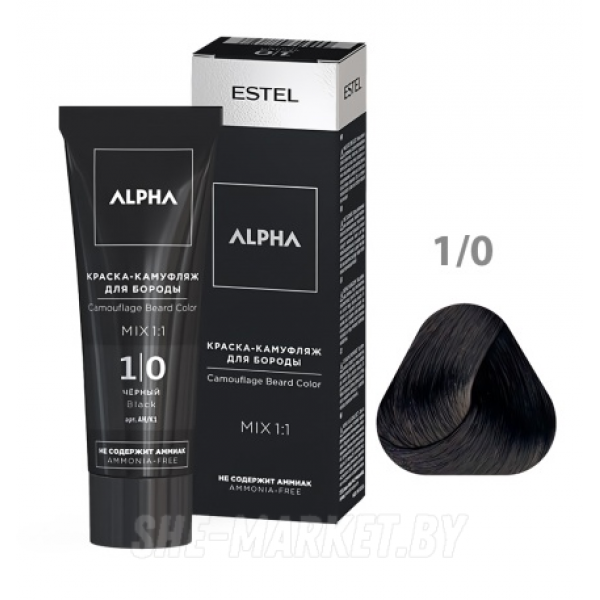 Краска-камуфляж для бороды ALPHA HOMME 1/0, чёрный, 40мл