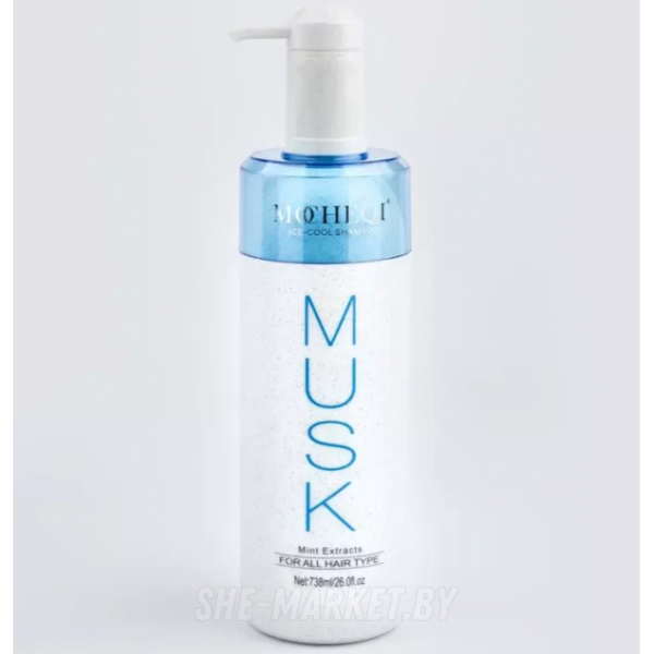 Шампунь для всех типов волос Холодный лёд ICE-COOL SHAMPOO Mint Extracts For All Hair Type MUSK, 738мл