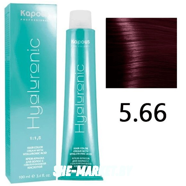 Крем-краска для волос Hyaluronic acid  5.66 Светлый коричневый красный интенсивный, 100 мл