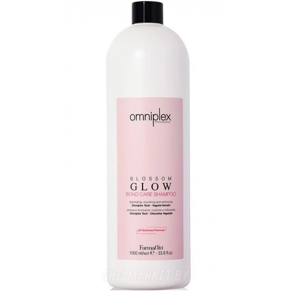 Востанавливающий шампунь с растительным кератином Omniplex Blossom Glow Shampoo, 1л