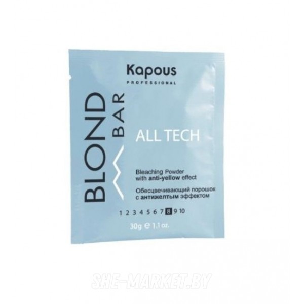 Обесцвечивающий порошок с антижелтым эффектом All tech Blond Bar, 30 гр