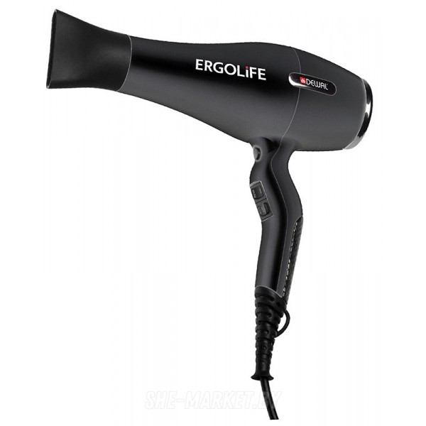 Фен ErgoLife черный, 2 насадки